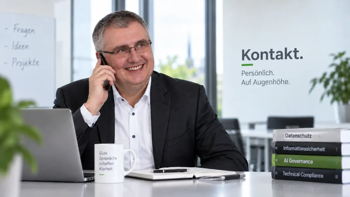 Thorsten A. Siefert im Telefongespräch an seinem Arbeitsplatz.